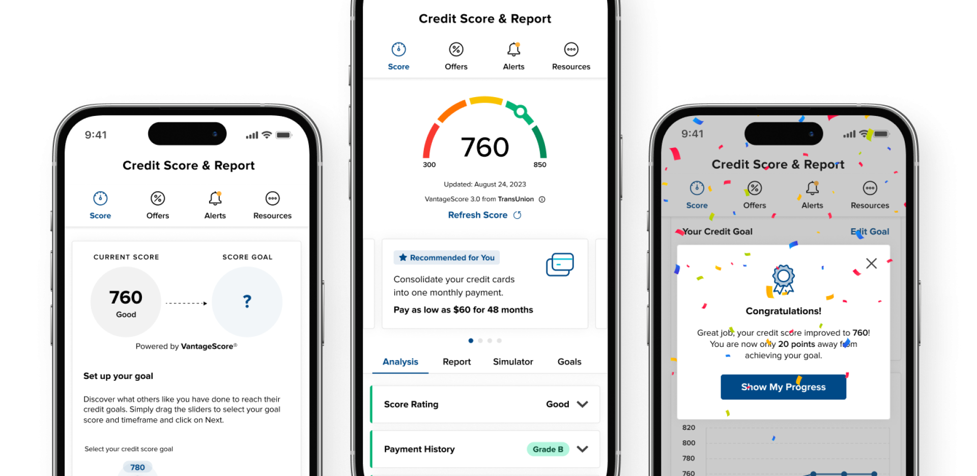 Credit Sense Phone Screens