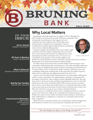 Front page of our 2025 Fall Newsletter.