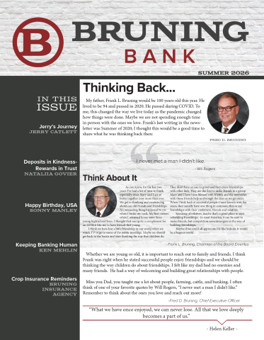 Front page of our 2026 Summer Newsletter.