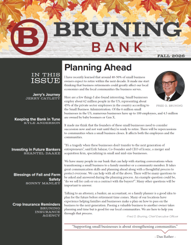 Front page of our 2026 Fall Newsletter