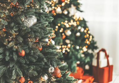 Christmas tree and gifts.